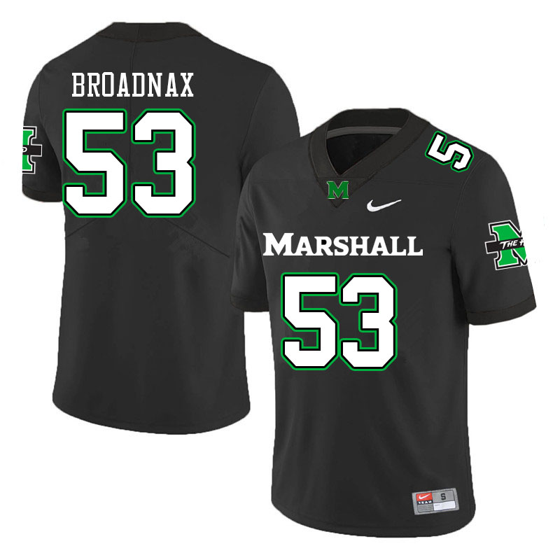 Men #53 Johran Broadnax Marshall Thundering Herd College Football Jerseys Sale-Black